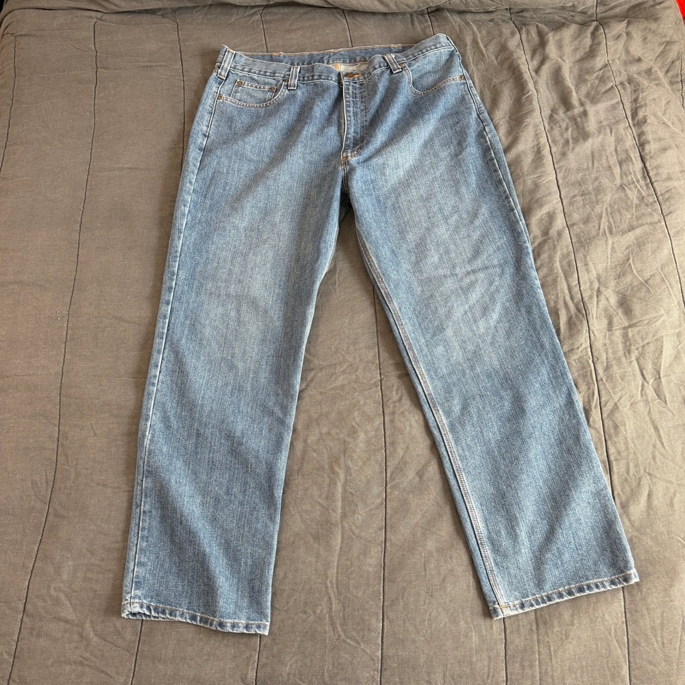 Carhartt Relaxed Fit Work Jeans BD1483-M Utility Denim Medium Wash Blue 42x32 - Picture 2 of 14